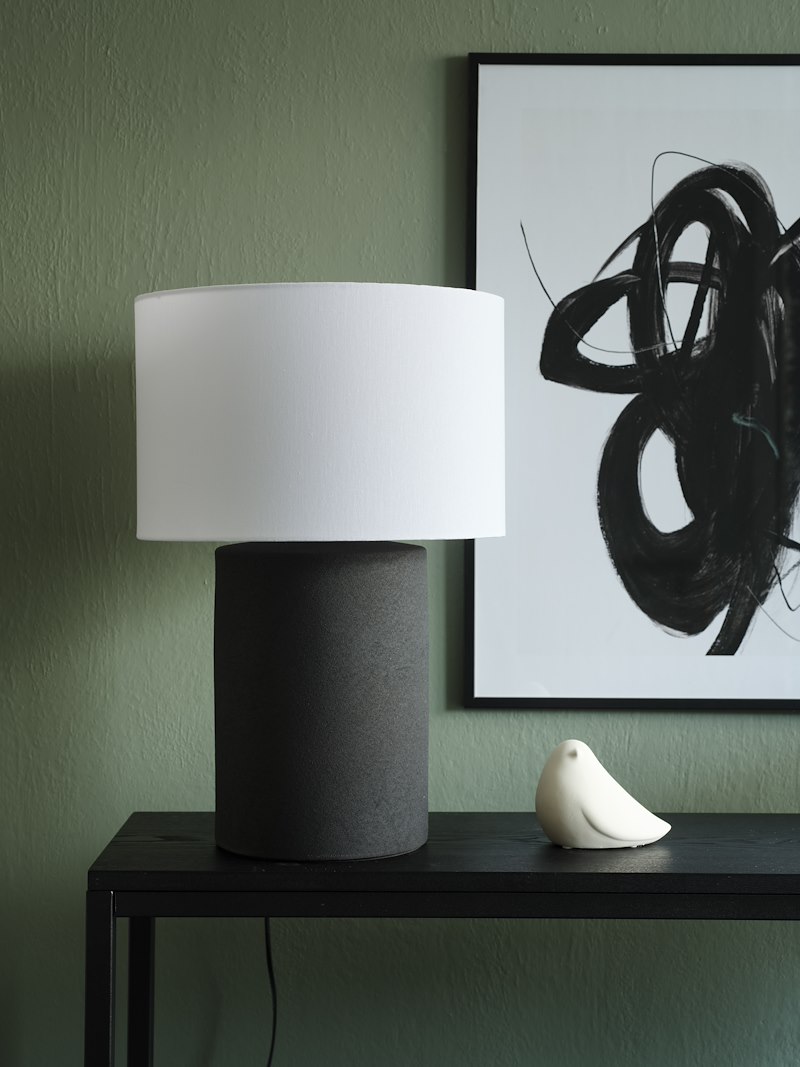 San Remo bordlampe Sort med linfarget skjerm E27