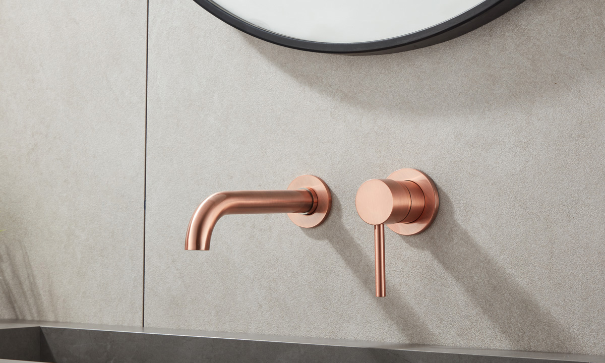 Saniclear Copper inbouw wastafelkraan compleet geborsteld koper