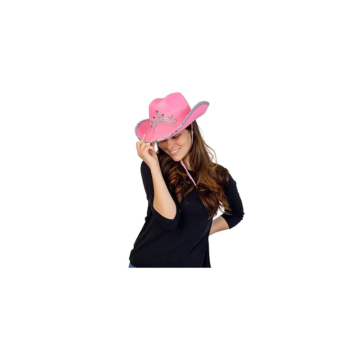 Rosa cowboyhatt med paljetter