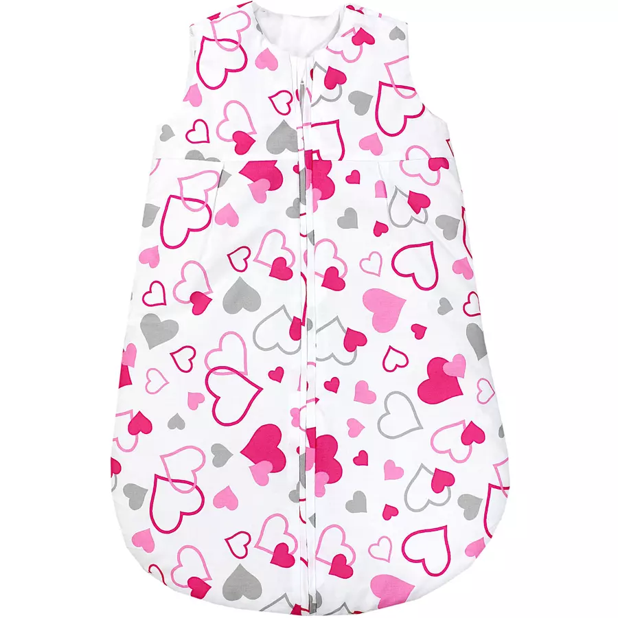 TupTam Baby Ganzjahres Schlafsack ohne Ärmel wattiert rosaweiß
