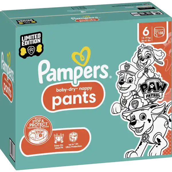 Baby Dry Nappy Pants Gr. 6 (14-19kg) Monatsbox Paw Patrol