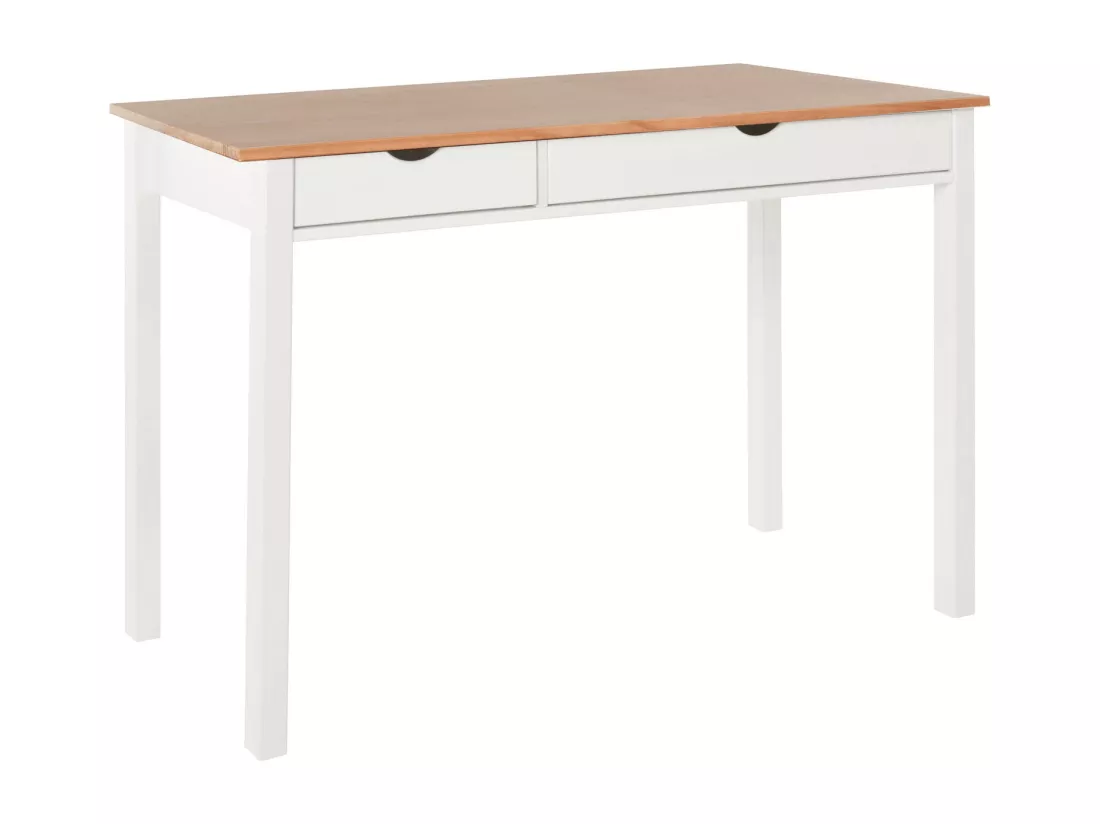 Gava | Bureau 2 tiroirs en pin blanc et nature