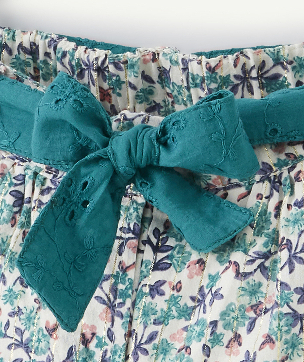 LE PANTALON FLUIDE FLEURI AVEC CEINTURE EN BRODERIE ANGLAISE