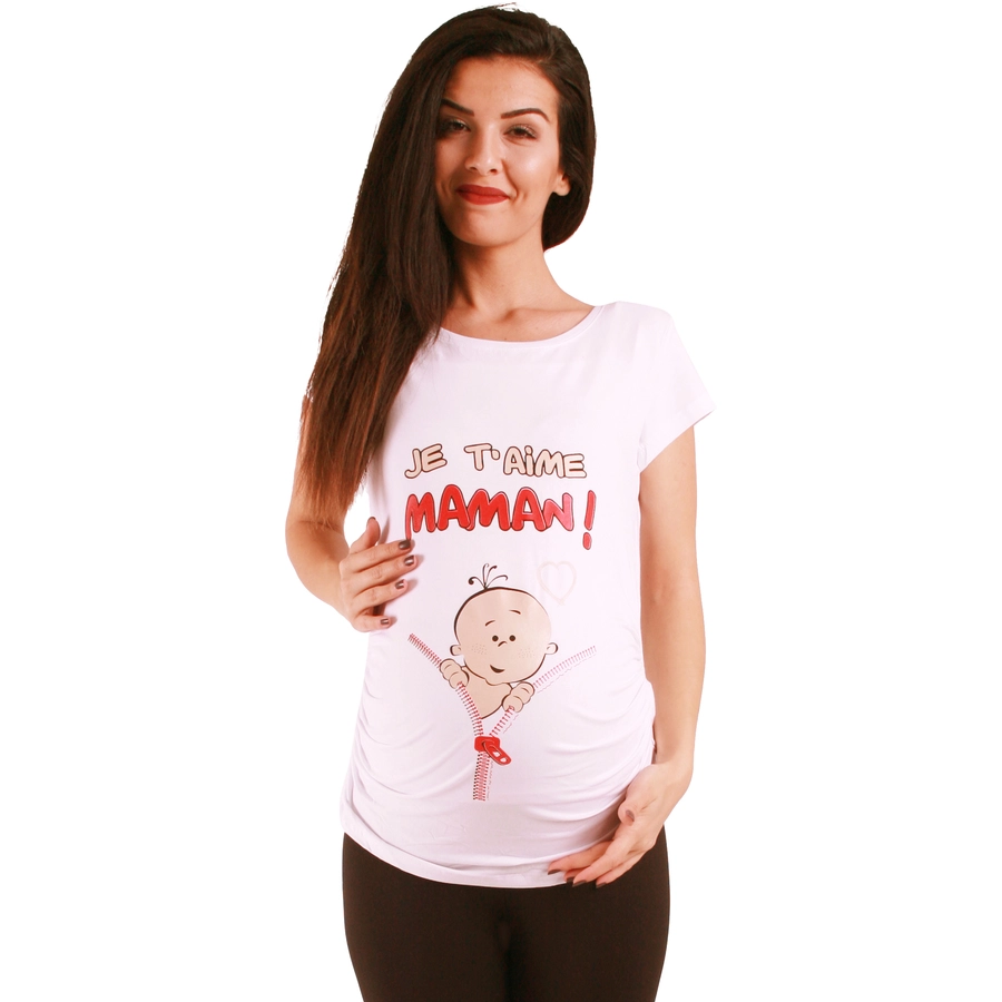 M.M.C. Umstandsshirt Je t’aime maman mit Motiv Weiß