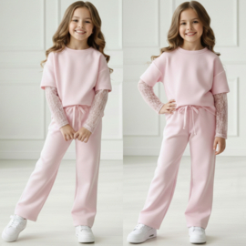 Soft Lace Lounge Set - roze
