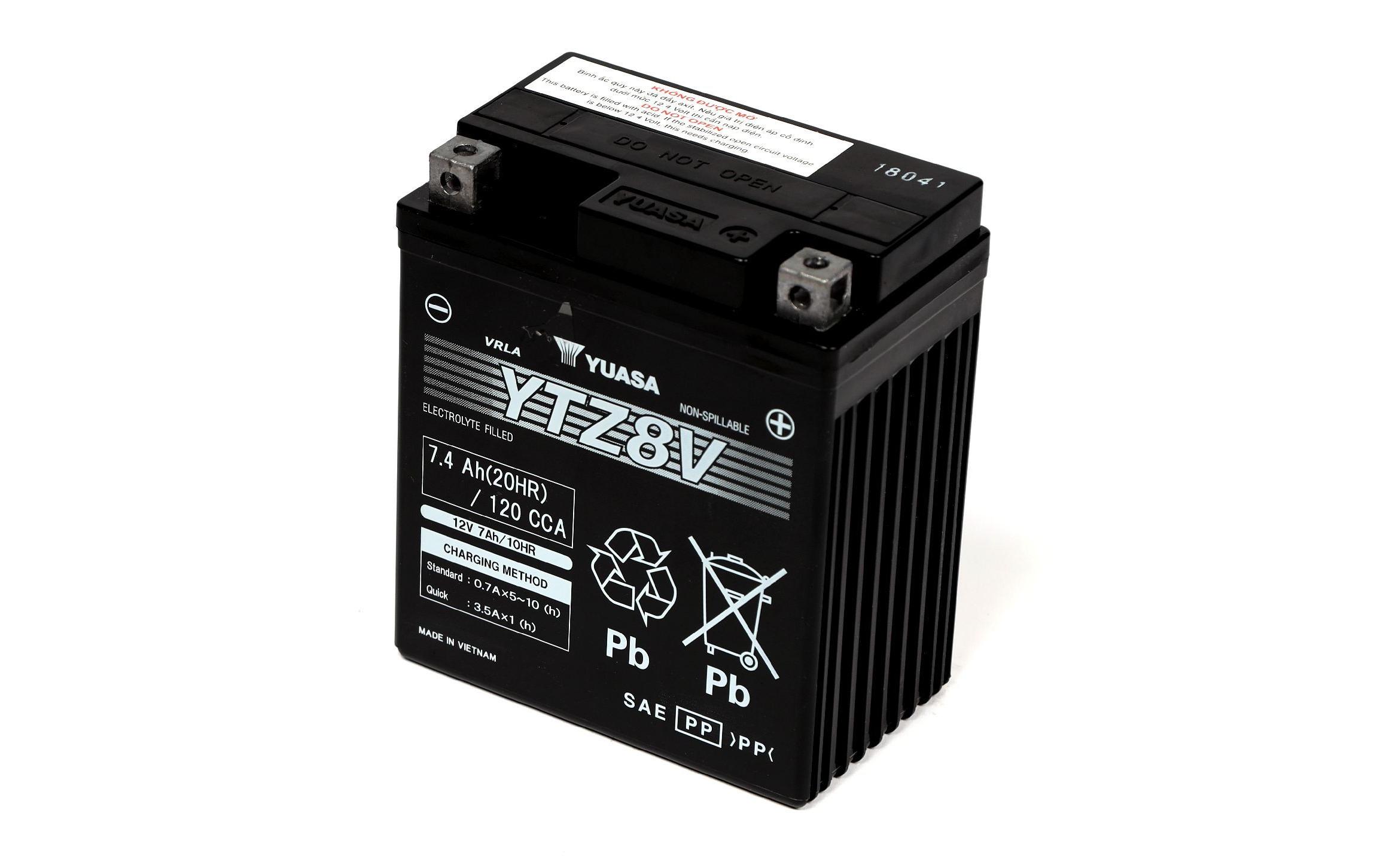 Motorradbatterie AGM 12V/7.4Ah/120A<br>Wartungsfreie Hochleistungsbatterie