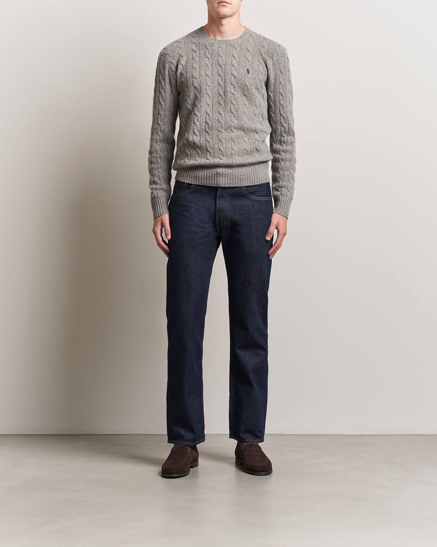 Polo Ralph Lauren Wool/Cashmere Cable Crew Neck Fawn Grey Heather
