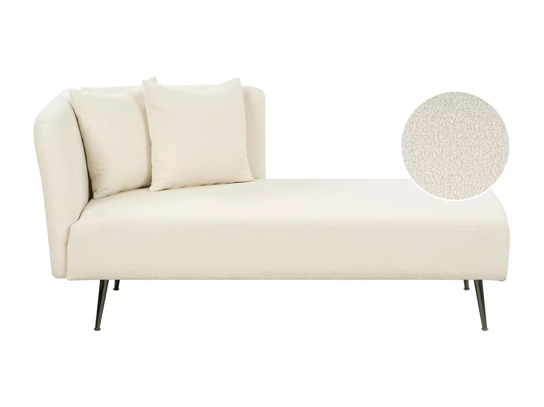 Chaise longue côté droite bouclé blanc RIOM
