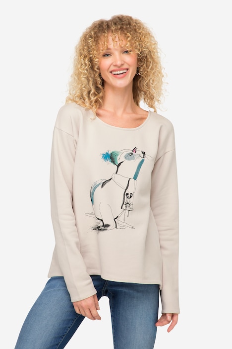 Sweatshirt, Robben-Print, Rundhals, Langarm