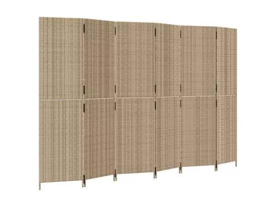 Cloison de séparation 6 panneaux beige résine tressée