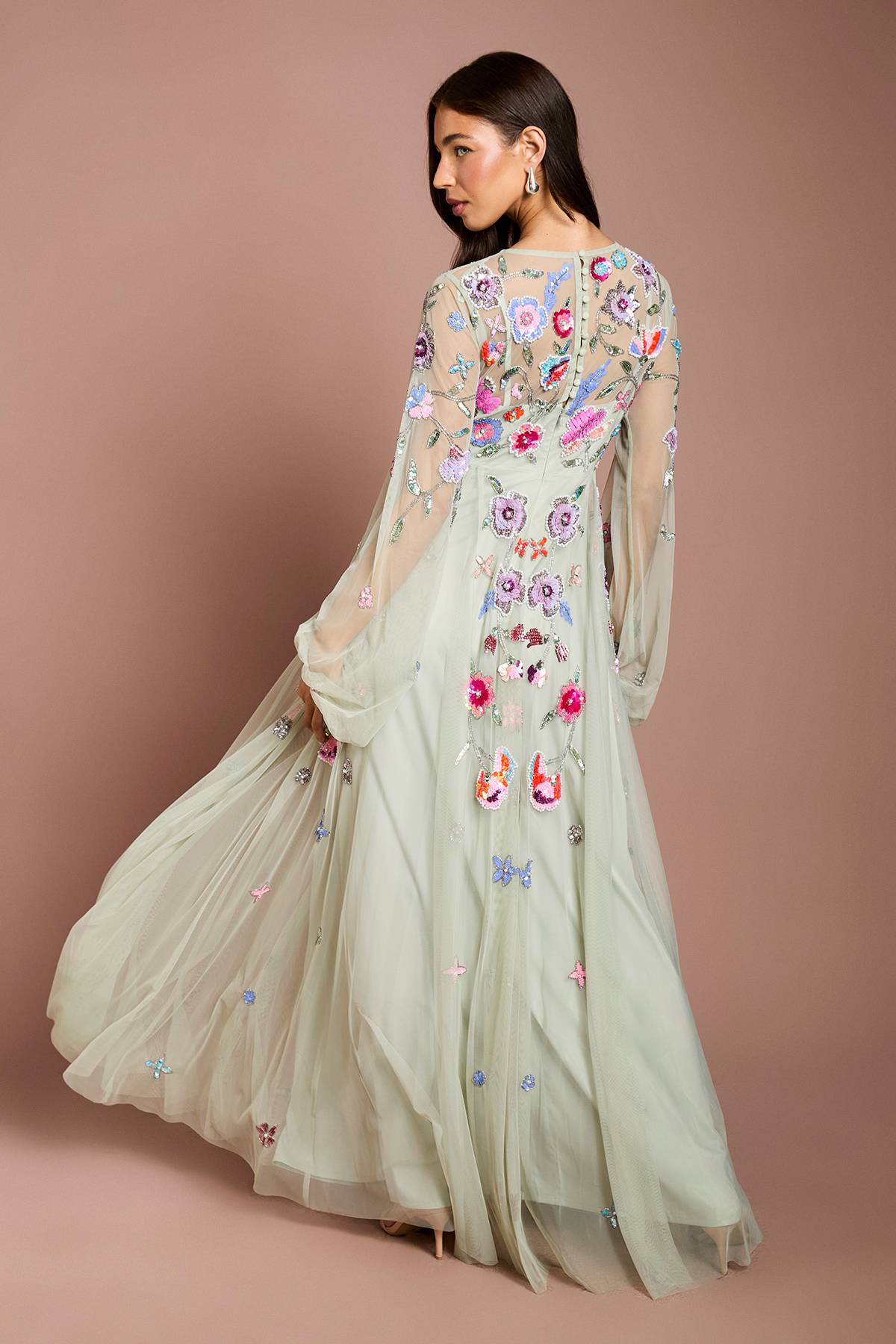 Coast Robe Longue En Mousseline Ornée De Détails