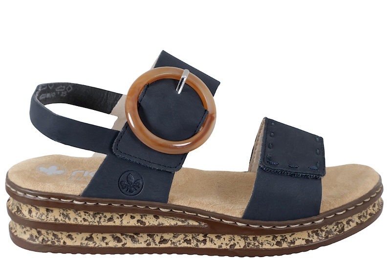 RIEKER SANDAL I MØRKEBLÅ PU