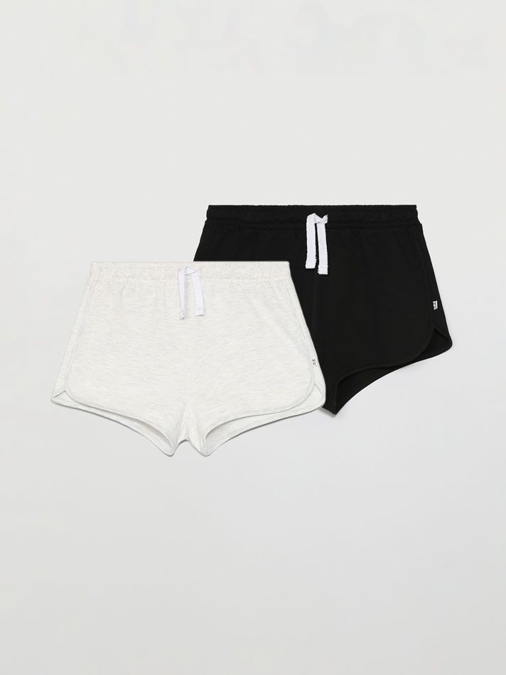 Conjunto de 2 shorts de lã polar lisos e básicos - Preto