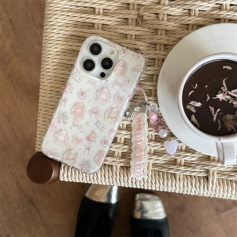 Elliure - Konijnenhoesje / Charm / Set - iPhone 16 Pro Max / 16 Pro / 16 Plus / 16 / 15 Pro Max / 15 Pro / 15 Plus / 15 / 14 Pro Max / 14 Pro / 14 Plus / 14 / 13 Pro Max / 13 Pro / 13
