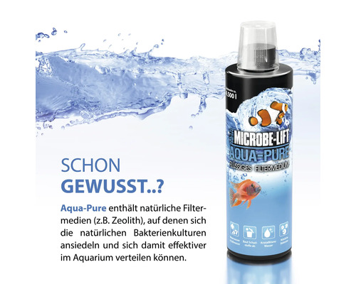 MICROBE-LIFT Aqua-Pure Waterzuiveraar Vloeibaar filtermedium voor kristalhelder water, verwijdering van verontreinigingen, neutraliseert zware metalen, verwijdert langdurig nitraat 473 ml voor zoet en zout water