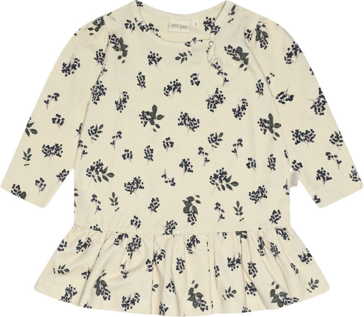 PETIT PIAO Dress L/S Gather Printed Elderberry aop