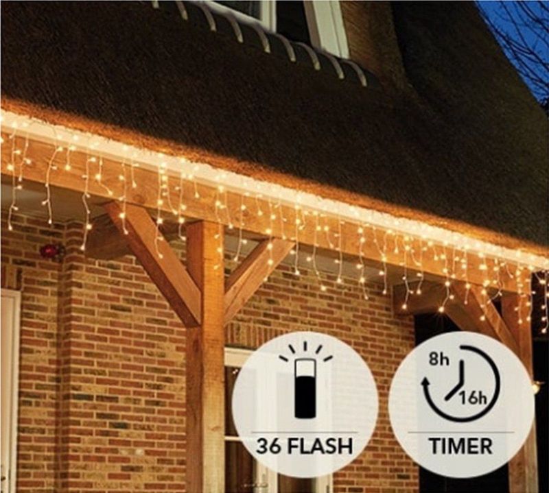 Anna's Collection Ijspegelverlichting - lichtsnoer - 360 led lampjes - warm wit - 720 x 60 cm
