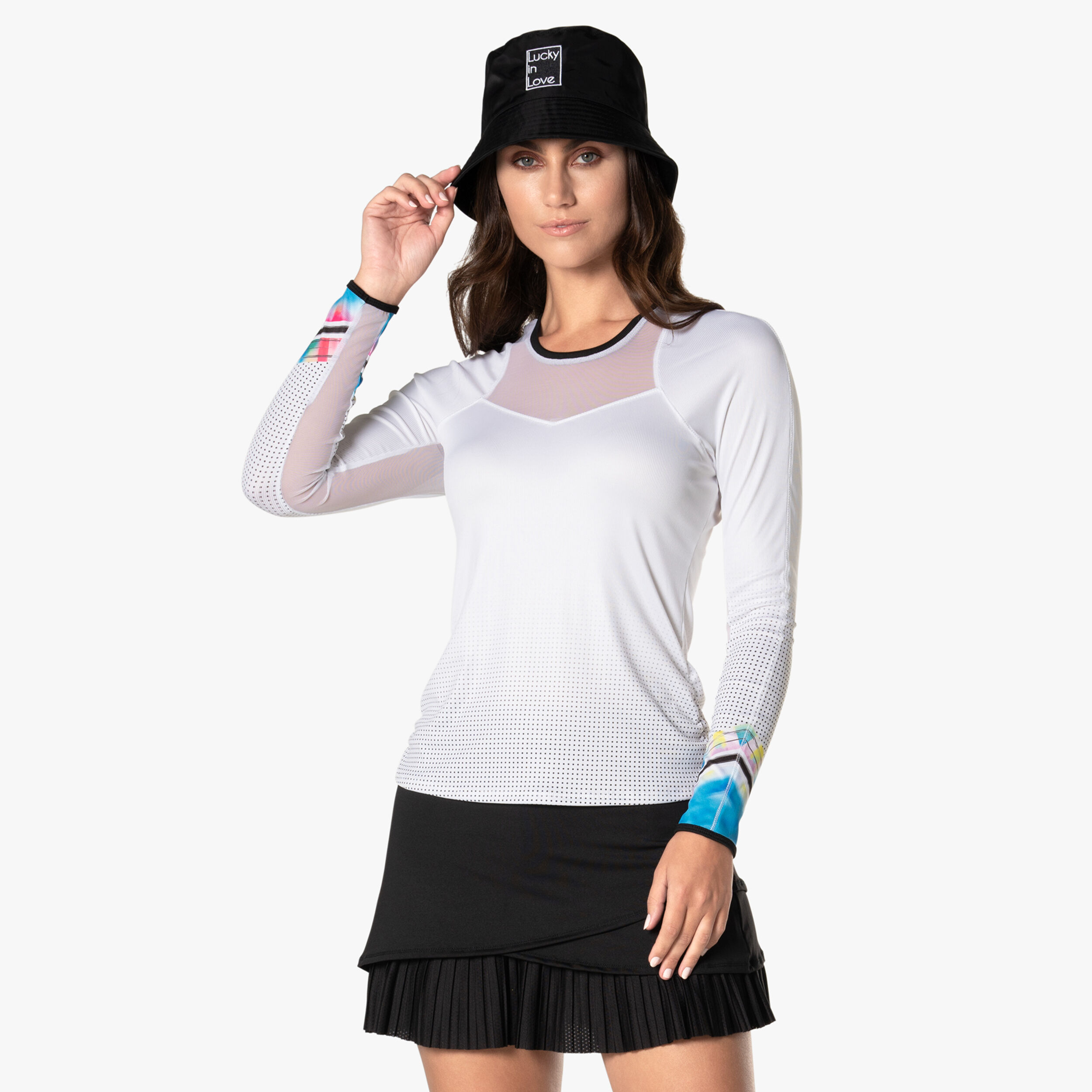 Lucky in Love Off Tropic Haut Manches Longues Femmes - Blanc , Multicouleur