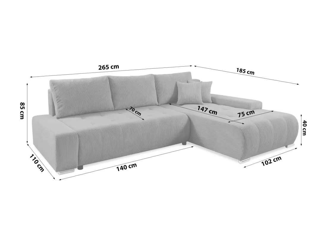 CANAPÉ D'ANGLE avec coffre de rangement Tragel L, gris foncé