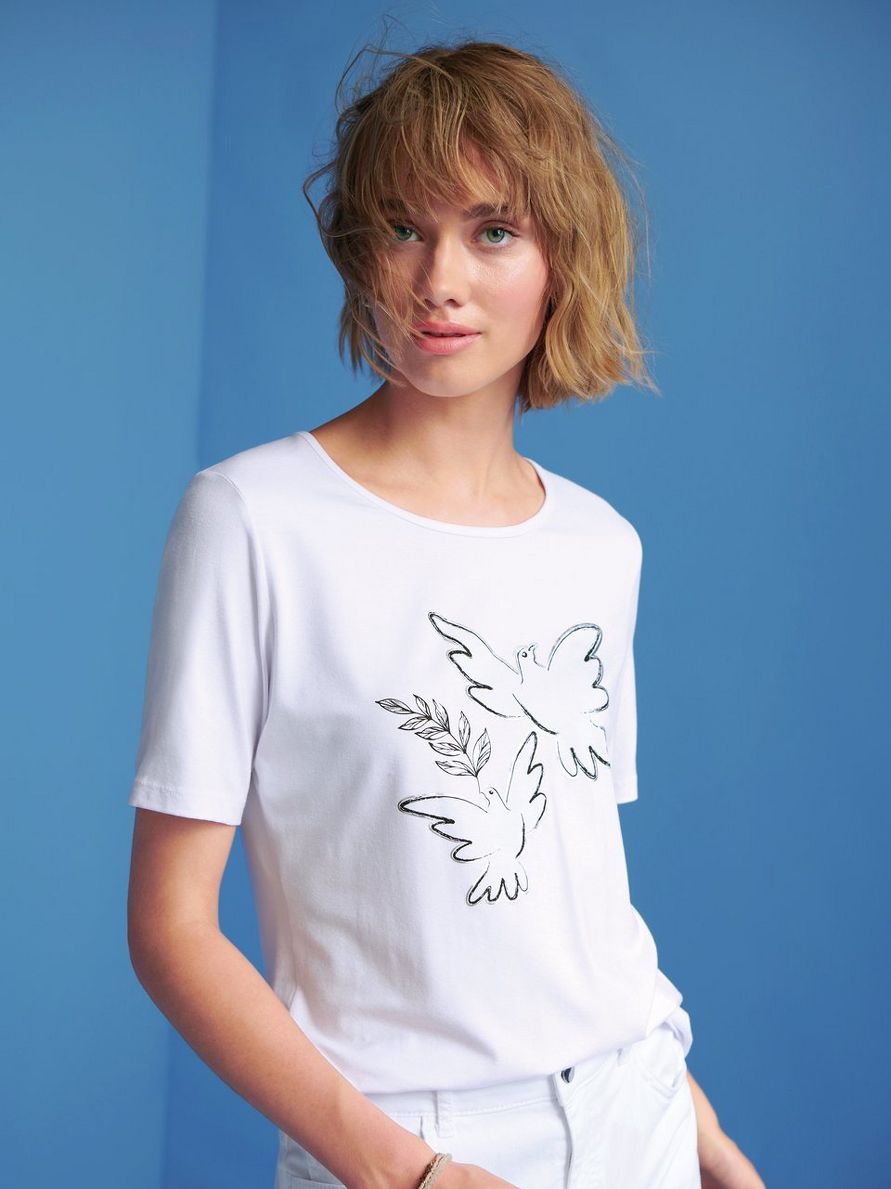 Rundhals-Shirt mit 1/2-Arm