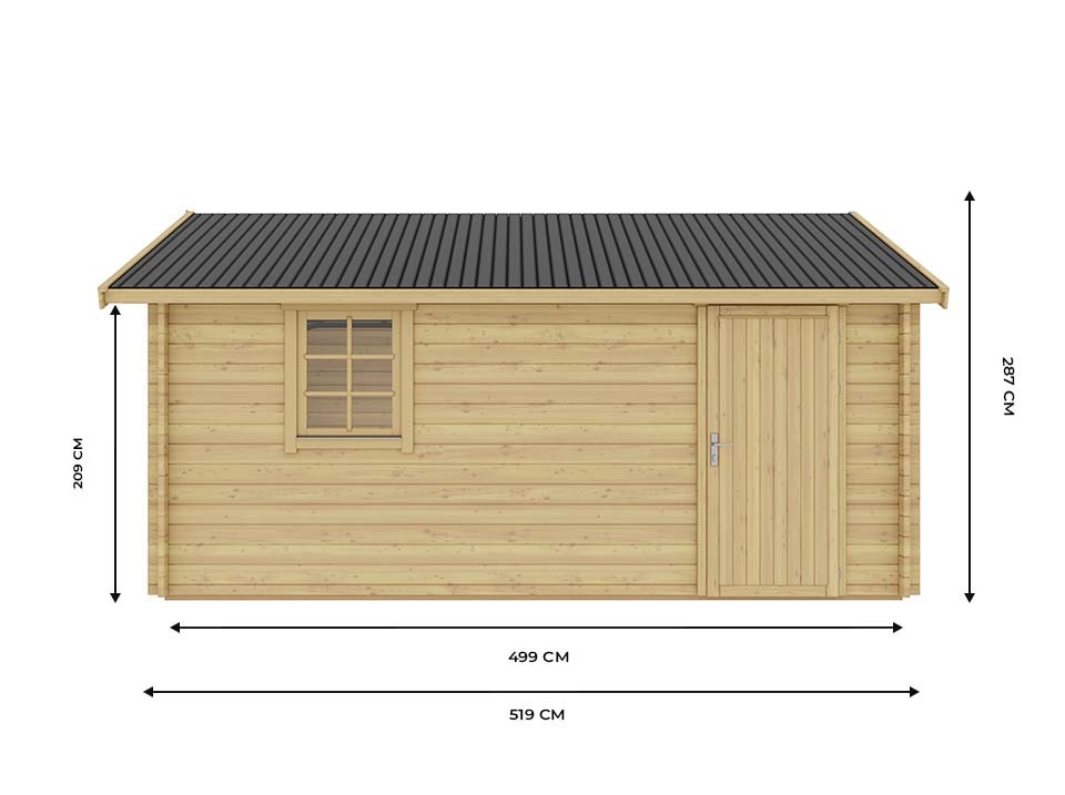 Garage bois toronto porte sectionnelle 19,2m² - 1 voiture - double vitrage - double pente - fenêtre oscillo-battante