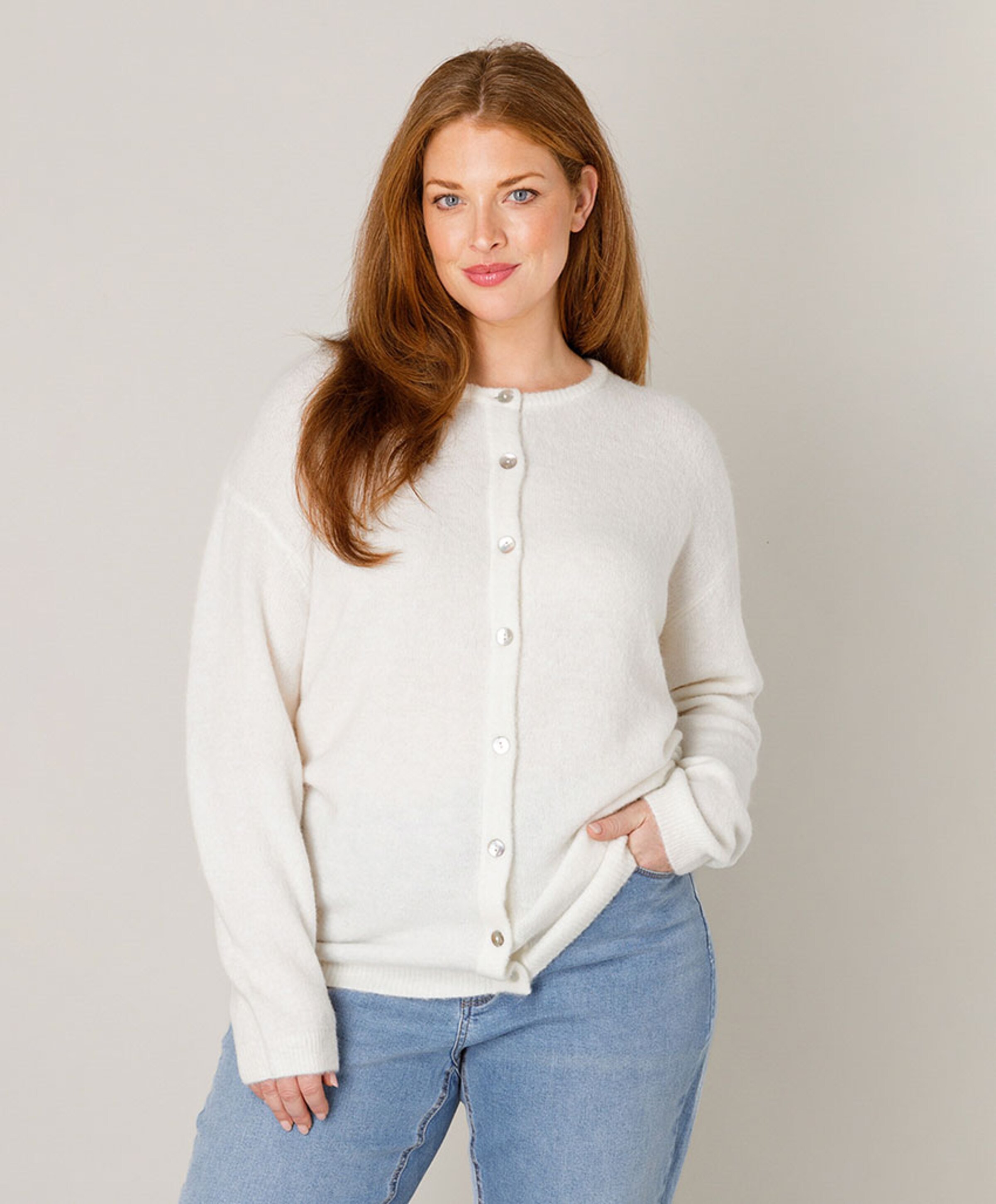 Base Level Curvy Dames vest ecru