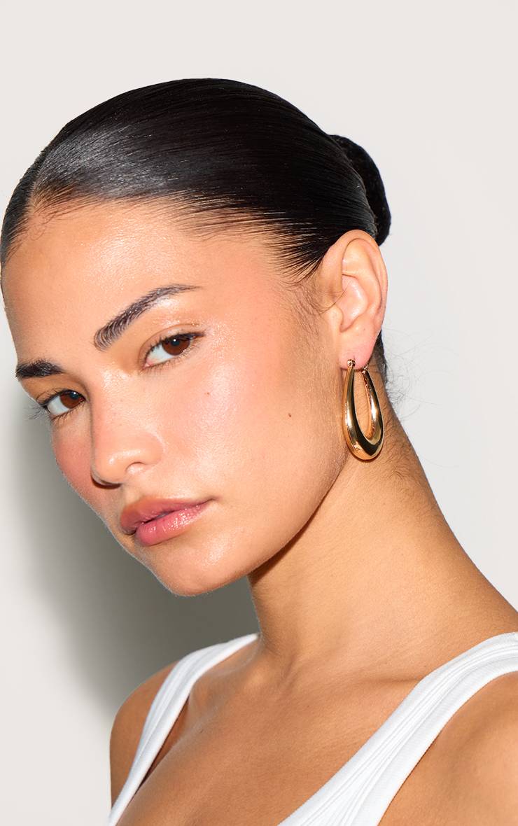 Doré Boucles D'oreilles Créoles Ovales Arrondies