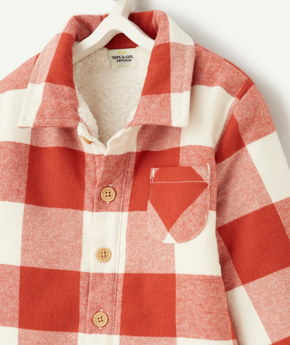 CHEMISE BÉBÉ GARÇON EN REMBOURRAGE RECYCLÉ ET À CARREAUX ROUILLE