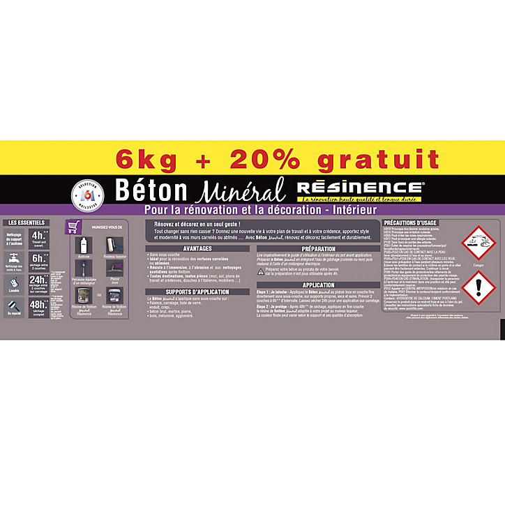 Béton minéral Résinence gris taupe 6kg + 20% gratuit