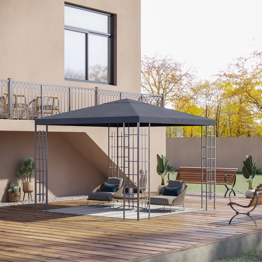 Outsunny Pavillon mit Stahlrahmen grau