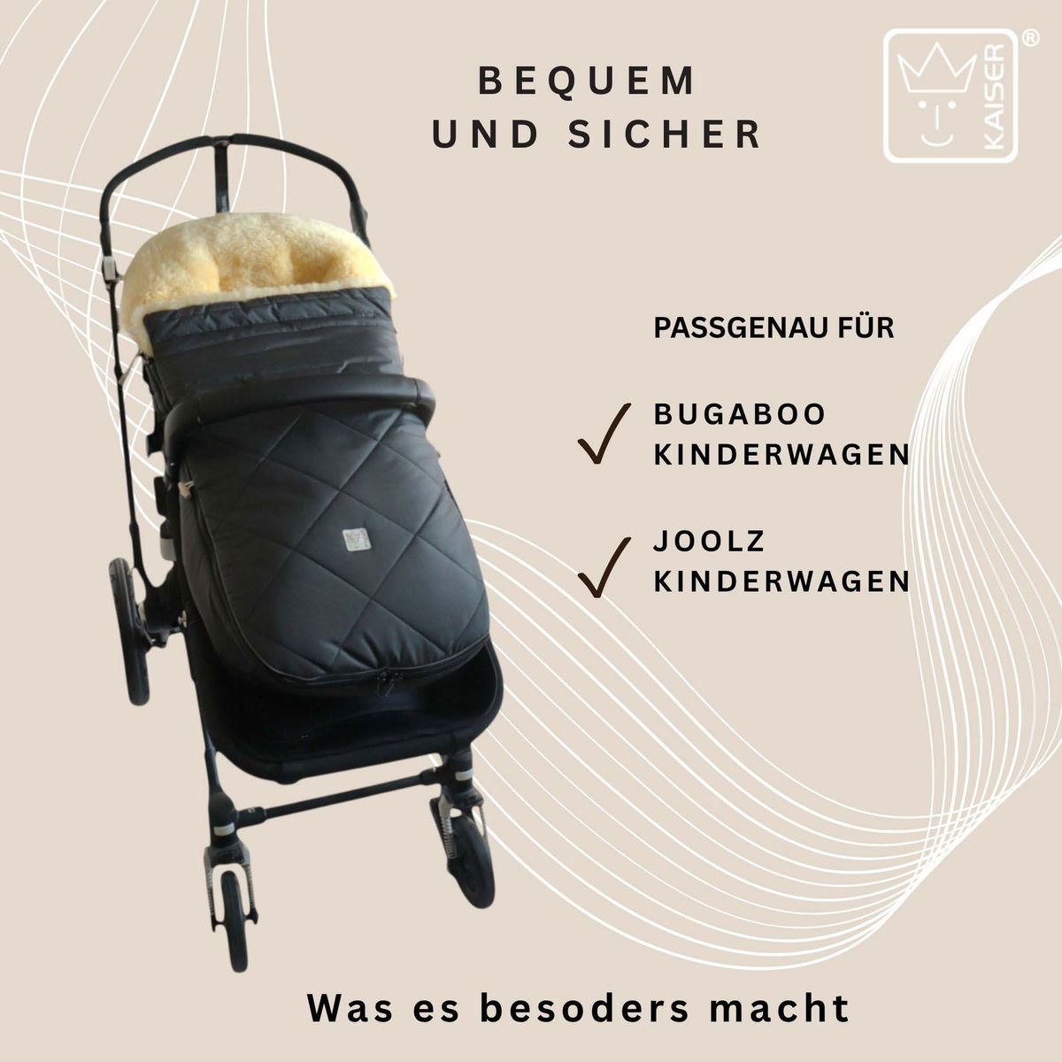 KaiserKaiser   CLASSIC Lammfell Fusssack für Bugaboo anthracite