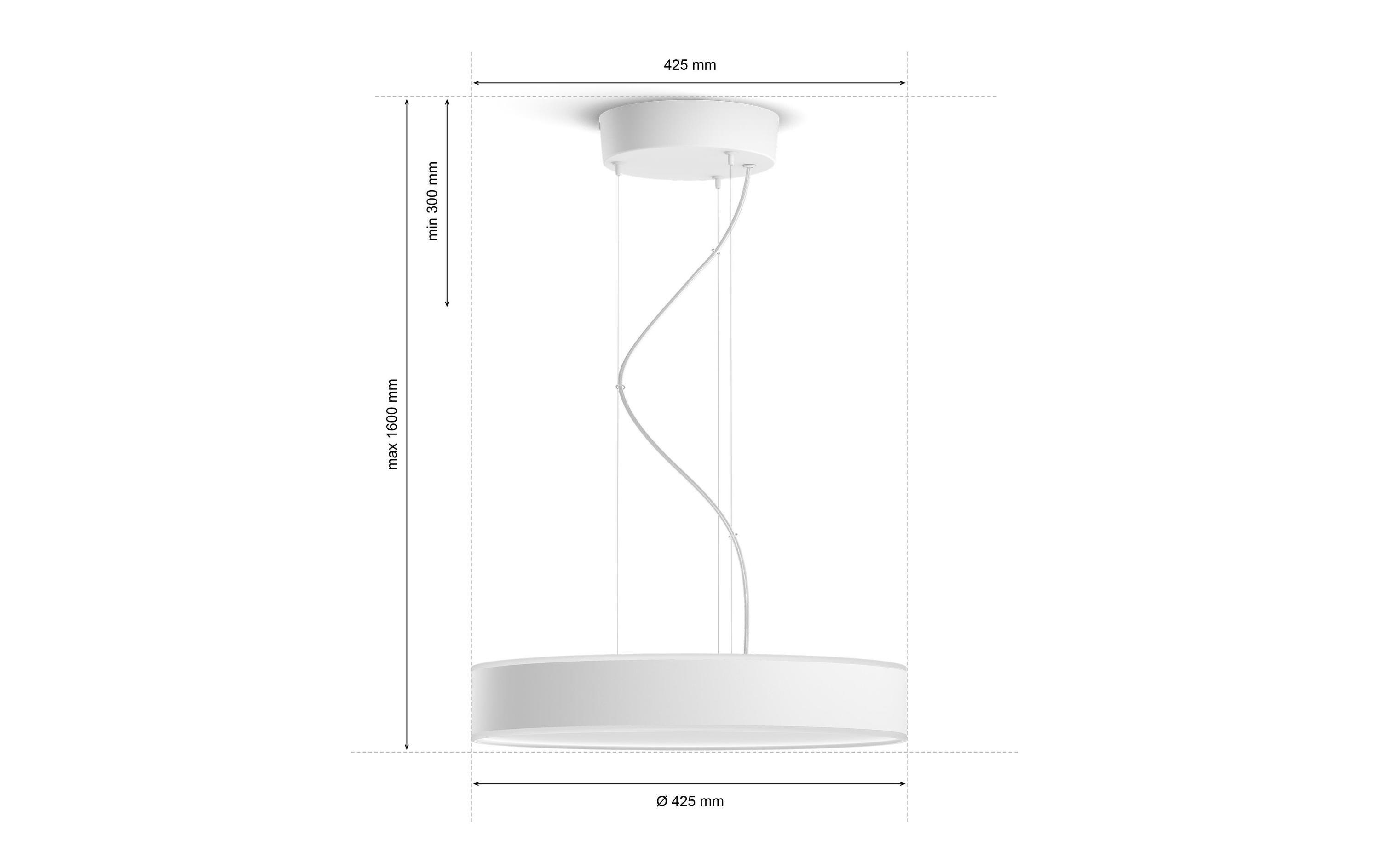 White Amb. Enrave Pendelleuchte weiss 3300 lm + Dimmschalter<br>Pendellampe steuerbar mit Philips Hue