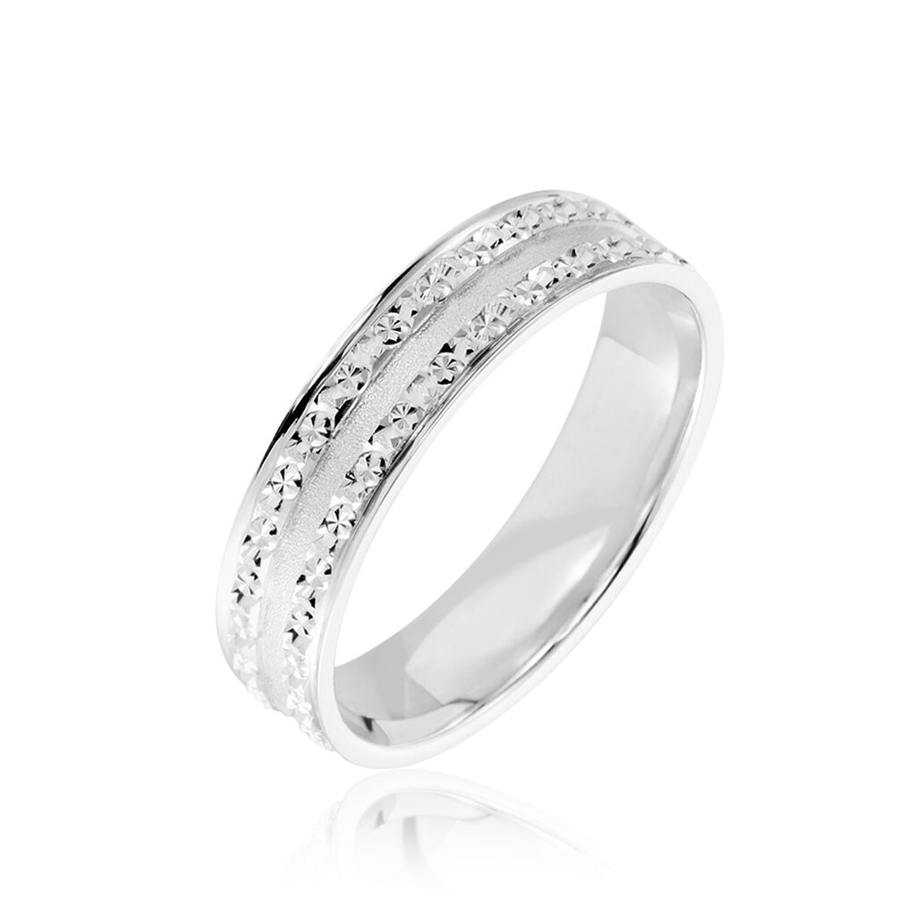 Alliance Satine Diamantee Ruban Plat Or Blanc
