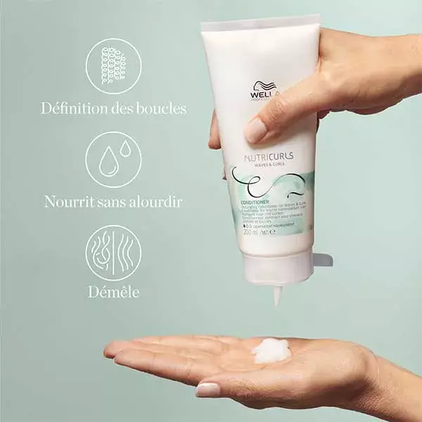Condicionador desembaraçante Wella Professionals Nutricurls para cabelos ondulados e cacheados 1L