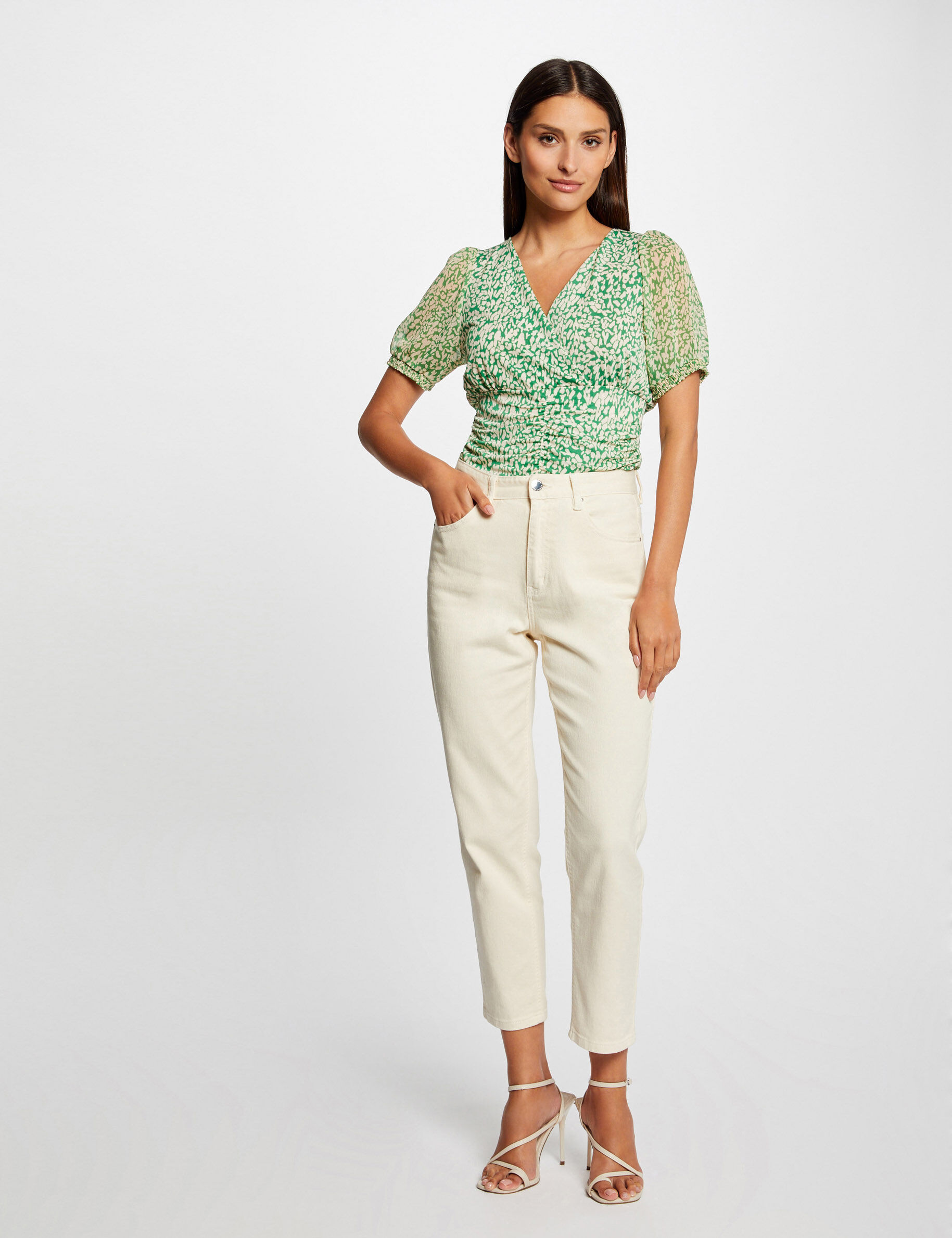 T-shirt manches courtes imprimé abstrait vert femme - vert