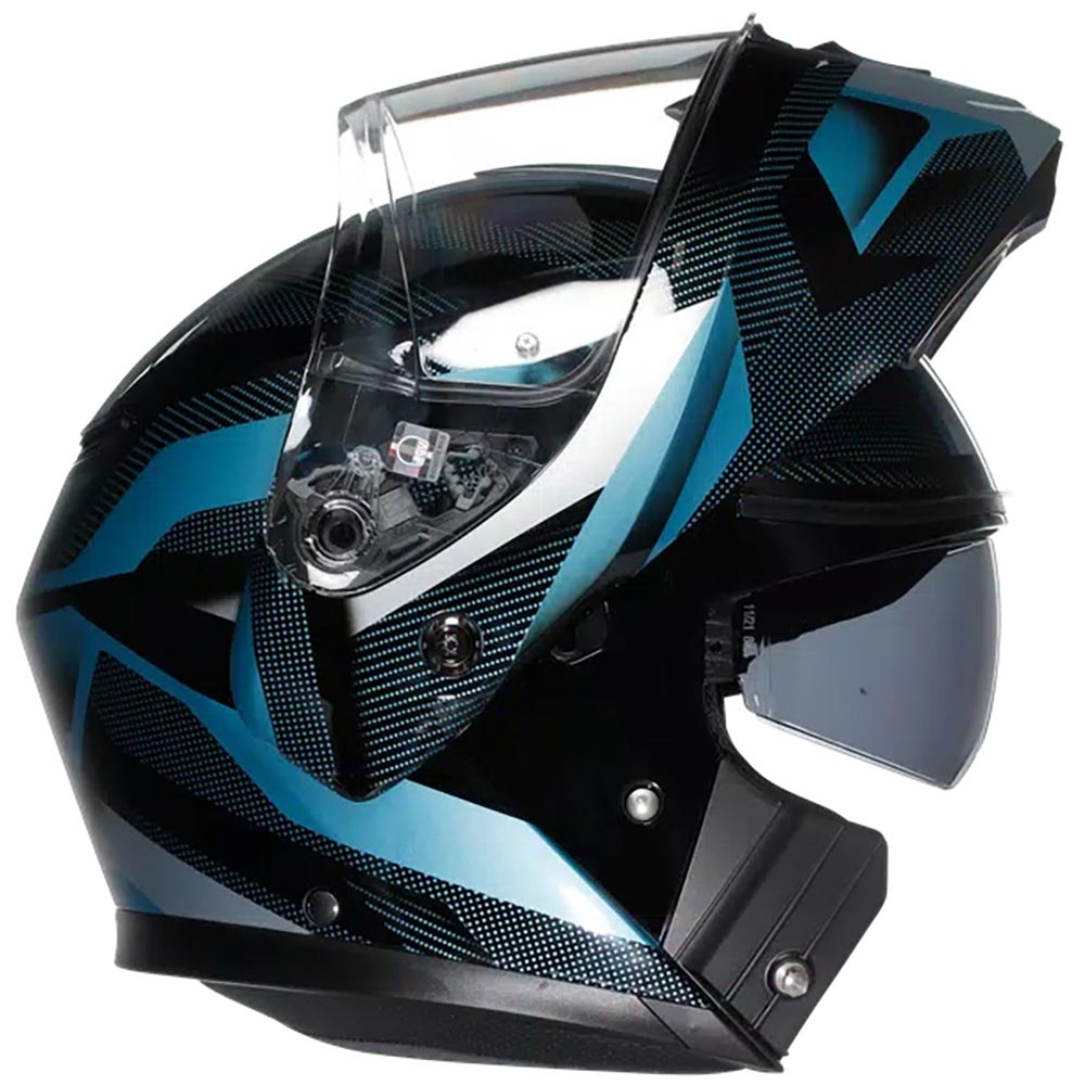 AGV - Casque Streetmodular Ledro Noir Mat / Bleu Clair