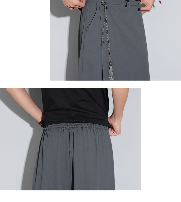 Lefitt - Lage rok met overlay en wijde pijpen