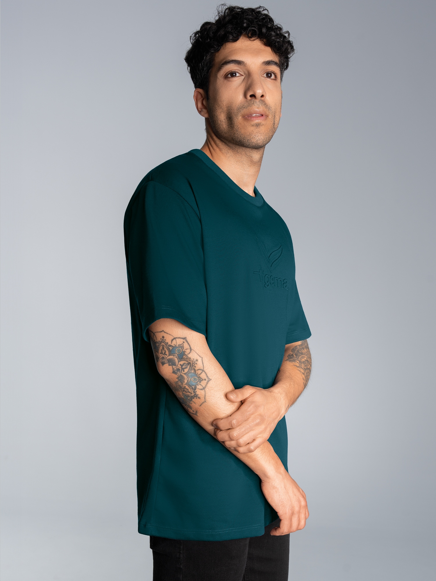 Heavy Oversized T-Shirt mit 3D-Motiv Saphir