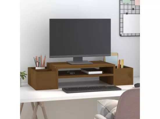 Support de moniteur Marron miel 70x27,5x15cm Bois de pin solide