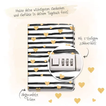Trötsch Tagebuch mit Zahlenschloss Goldheart