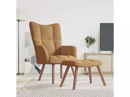 Chaise de relaxation avec repose-pied Marron Velours