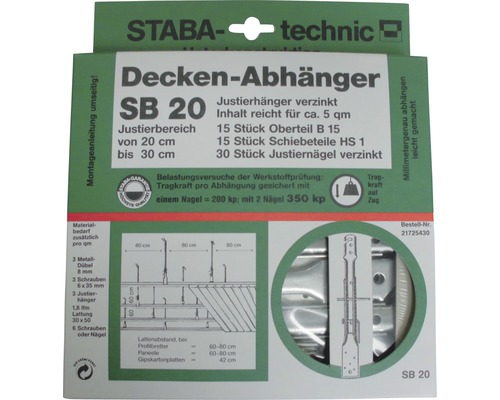 Plafondhanger SB20 20-30 cm Verpakking = 15 stuks