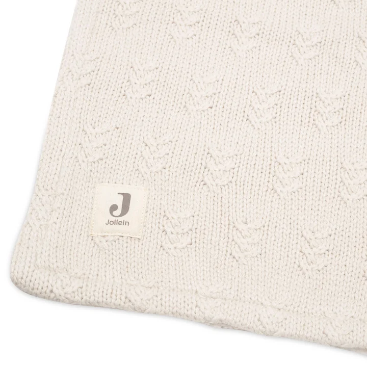 Jollein - Babydecke, 75 x 100 cm, Pure gestrickt / Samt, biscuit