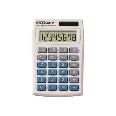 Calculatrice de poche Ibico 081X - 8 chiffres - alimentation batterie et solaire