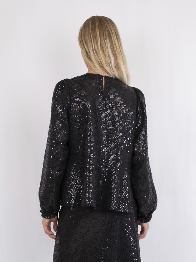 Neo Noir Rizzo Sequins Blouse Sort