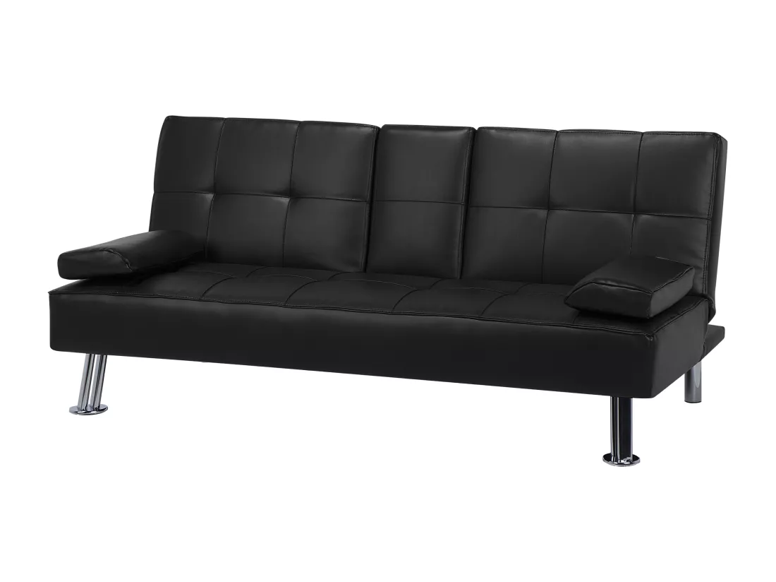 Canapé convertible 3 places en tissu noir ROXEN