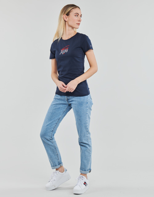 Tommy Jeans - TJW SKINNY ESSENTIAL LOGO 1 SS - Marine