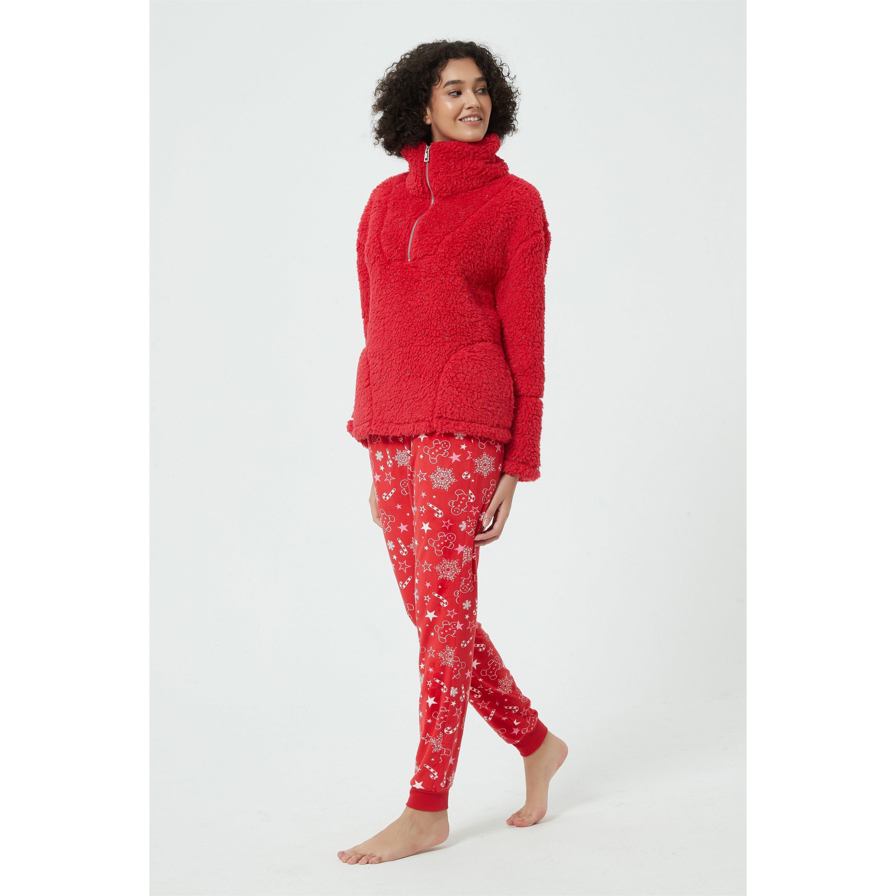 Linea Ladies Gingerbread Quarter Zip Lounge Set