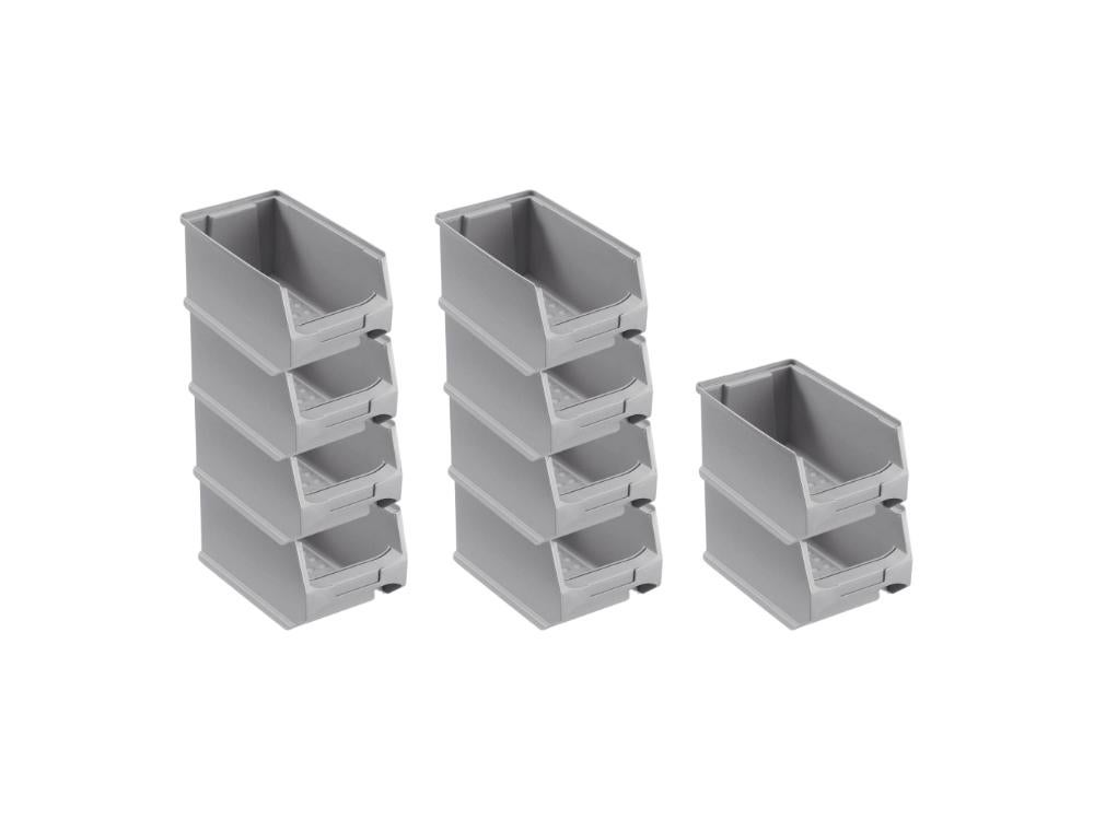 PROREGAL Value Pack 10 x Grijze Opbergdozen 3,0 HxBxD 12,5 x 14,5 x 23,5 cm 2,8 Liter Opbergdozen