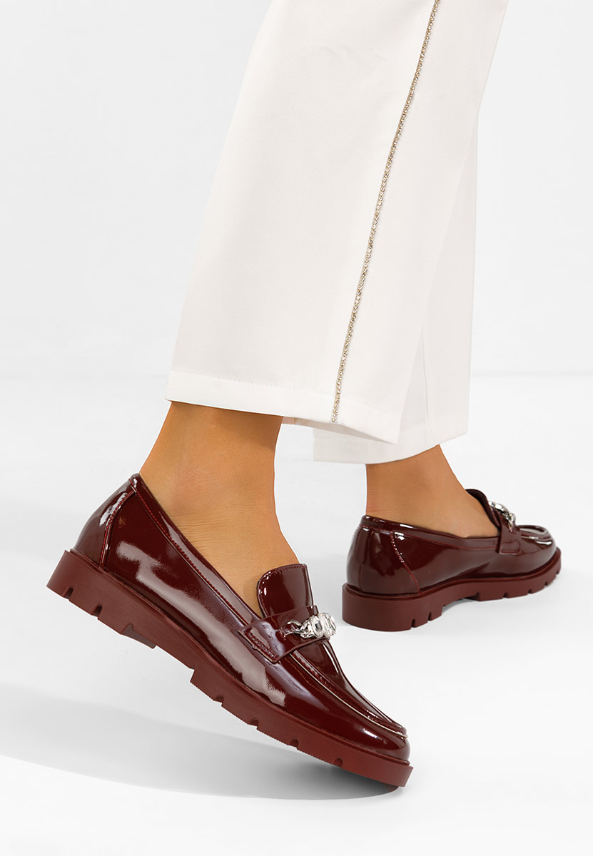 Mocassins pour femme vernis bordeaux Anselia